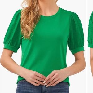 Cece Green puff sleeve crew neck Size large